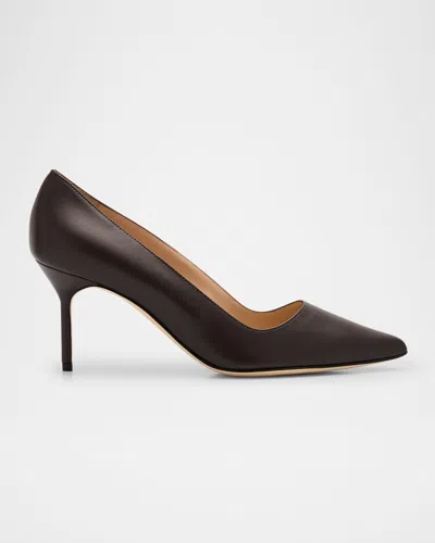 Manolo Blahnik Bb 70mm Lambskin Stiletto Pumps In Brown