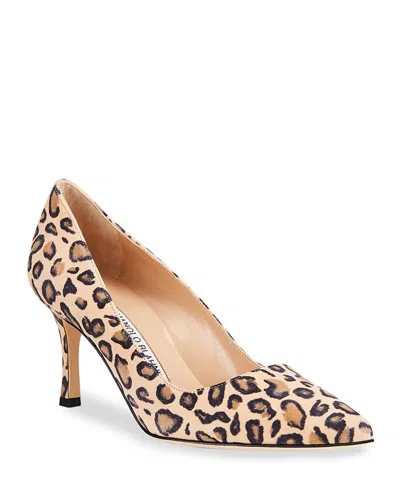 Manolo Blahnik Bb 70mm Leopard-print Suede Pumps