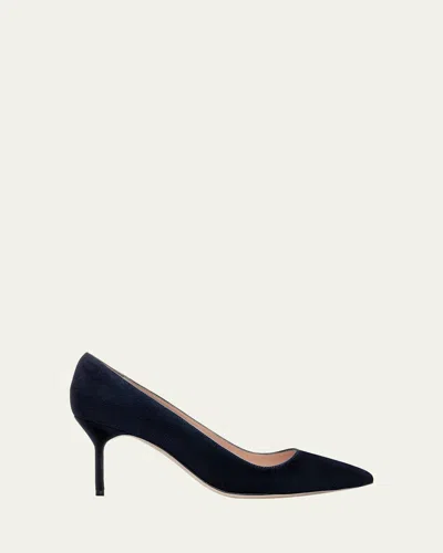 Manolo Blahnik Bb 70mm Suede Stiletto Pumps In Navy