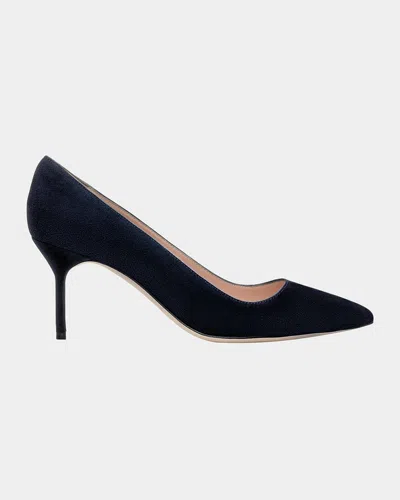 Manolo Blahnik Bb 70mm Suede Stiletto Pumps In Navy