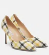 Manolo Blahnik Bb 90 Checked Tweed Pumps In Yellow