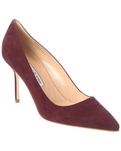 Manolo Blahnik Bb 90 Suede Pump In Burgundy