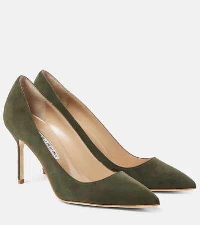 Manolo Blahnik Bb 90 Suede Pumps In Black