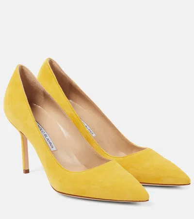 Manolo Blahnik Bb 90 Suede Pumps In Yellow