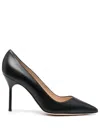 Manolo Blahnik Bb 90mm Leather Pumps In Schwarz