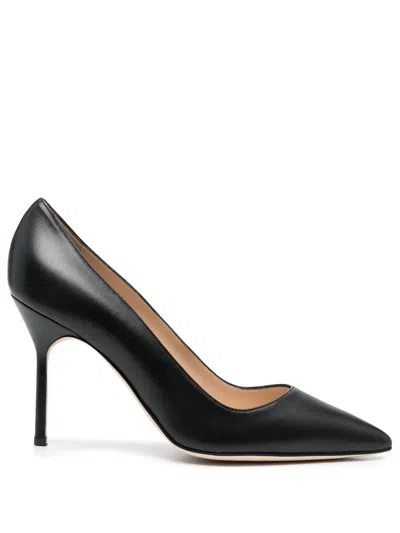 Manolo Blahnik Bb 90mm Leather Pumps In Schwarz