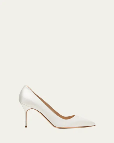 Manolo Blahnik Bb 90mm Satin Stiletto Pumps In White