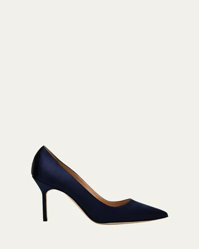 Manolo Blahnik Bb 90mm Satin Pumps In Blue