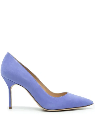 Manolo Blahnik Bb 90mm Suede Pumps In Blau
