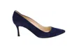 Manolo Blahnik Srila Suede Low-heel Pump In Blue