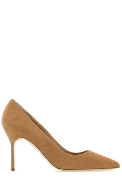 Manolo Blahnik Bb Pointed Toe Pumps In Brown