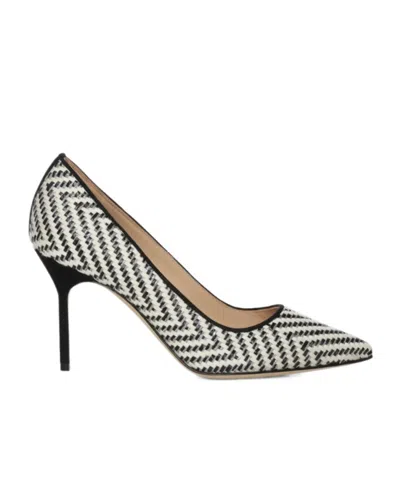 Manolo Blahnik 90mm Bb Raffia Pointed-toe Pumps In Black
