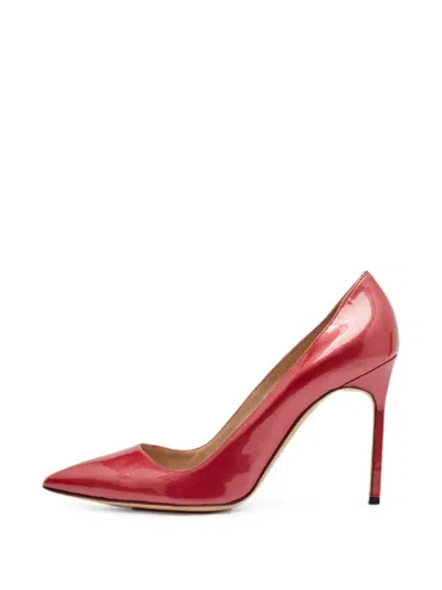 Pre-owned Manolo Blahnik Bb Pointed-toe Heeledpumps In Red