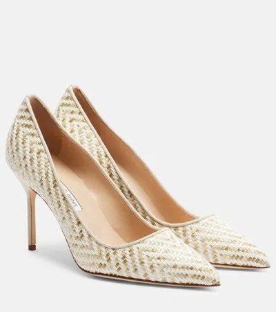 Manolo Blahnik Bb Raffia Pumps In Nude