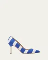 Manolo Blahnik Bb Stripe Cotton Stiletto Pumps In Ypri901w