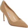 Manolo Blahnik Bb Wool Blend Pointed Toe Pump In Light Brown