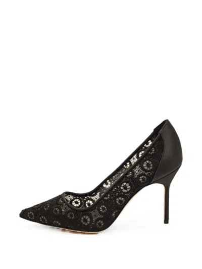 Pre-owned Manolo Blahnik Bbla Lace Pumps In Black