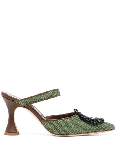 Manolo Blahnik Bead Embellishment Mules In Green