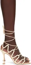 Manolo Blahnik Cream Leather Fawda Sandals