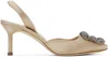 MANOLO BLAHNIK BEIGE HANGISLI SLINGBACK HEELS