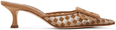 Manolo Blahnik Beige Maysalebi Mules In 2160 Mbrw/993g Yoth