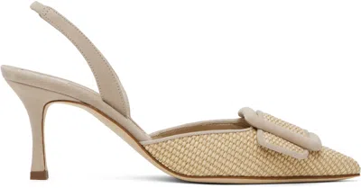 Manolo Blahnik Beige Mayslibi Heels In 1105 Dcrm / 2601 Mnu