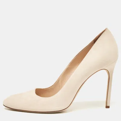 Pre-owned Manolo Blahnik Beige Suede Pointed Toe Bb Pumps Size 41