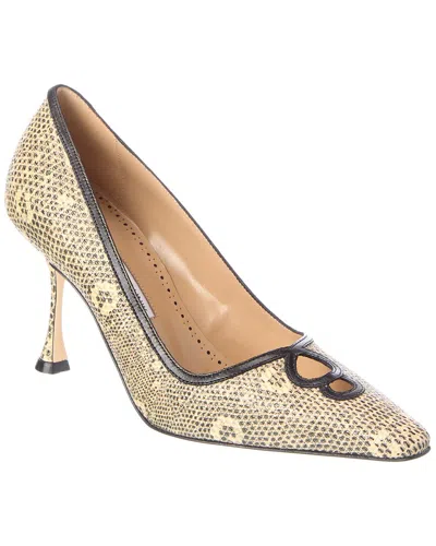 Manolo Blahnik Berry 90 Snake-embossed Leather Pump In Multi
