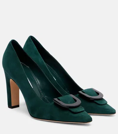 Manolo Blahnik Beti 105 Suede Pumps In Green