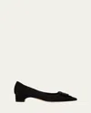 Manolo Blahnik Beti Suede Pointed-toe Pumps In Black