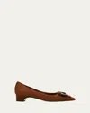 Manolo Blahnik Beti Suede Pointed-toe Pumps In Brown