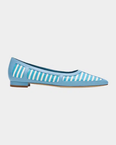 MANOLO BLAHNIK BICOLOR STRIPE BALLERINA FLATS