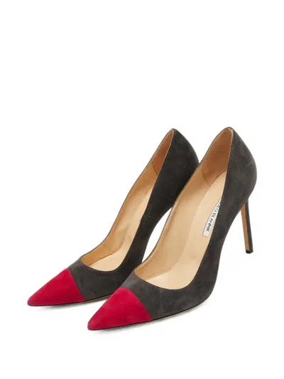 Pre-owned Manolo Blahnik Bipunta Heeled Pumps In Grey