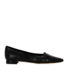 Manolo Blahnik Pointed-toe Button-detail Ballet Flats In Black