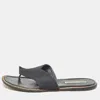 Manolo Blahnik Black Canvas Thong Flat Slides In Black