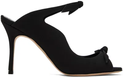 Manolo Blahnik Black Fiocchetti Mules In 0015 Black