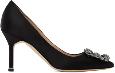 Manolo Blahnik Black Hangisi 90 Heels In 0015 Black