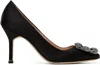 Manolo Blahnik Hangisi 90 Crystal Buckle Leather Pumps In 0015 Blck