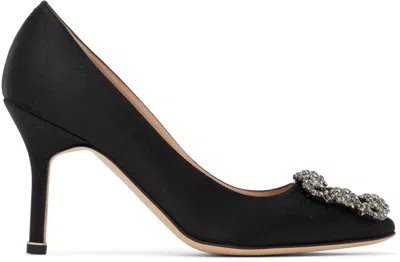 MANOLO BLAHNIK BLACK HANGISI 90 PUMPS