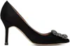 Manolo Blahnik Black Hangisi Heels In 0015 Blck
