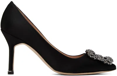 Manolo Blahnik Black Hangisi Heels In 0015 Blck