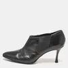 Manolo Blahnik Black Leather Pointed Toe Ankle Length Boots In Black