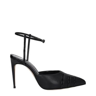 Manolo Blahnik Black Leather Sandal
