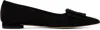 Manolo Blahnik Maysale Suede Buckle Ballerina Flats In 0015 Blck