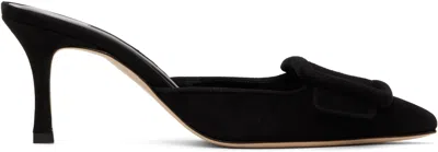 Manolo Blahnik Black Maysale Mules In 0015 Blck