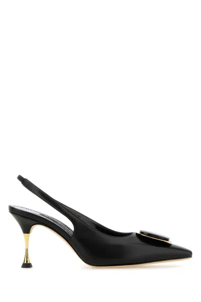 Manolo Blahnik Black Nappa Leather Chiaran Pumps In Blck