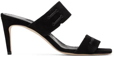 Manolo Blahnik Black Nebre Mules In 0004 Black
