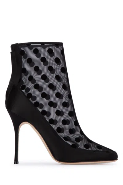 MANOLO BLAHNIK BLACK POINTED TOE BOOTS