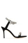 Manolo Blahnik Asasan 90 Crystal-embellished Satin Sandals In Blck