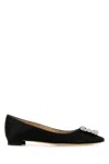 Manolo Blahnik Hangisi Fmc Crystal Buckle Satin Flats